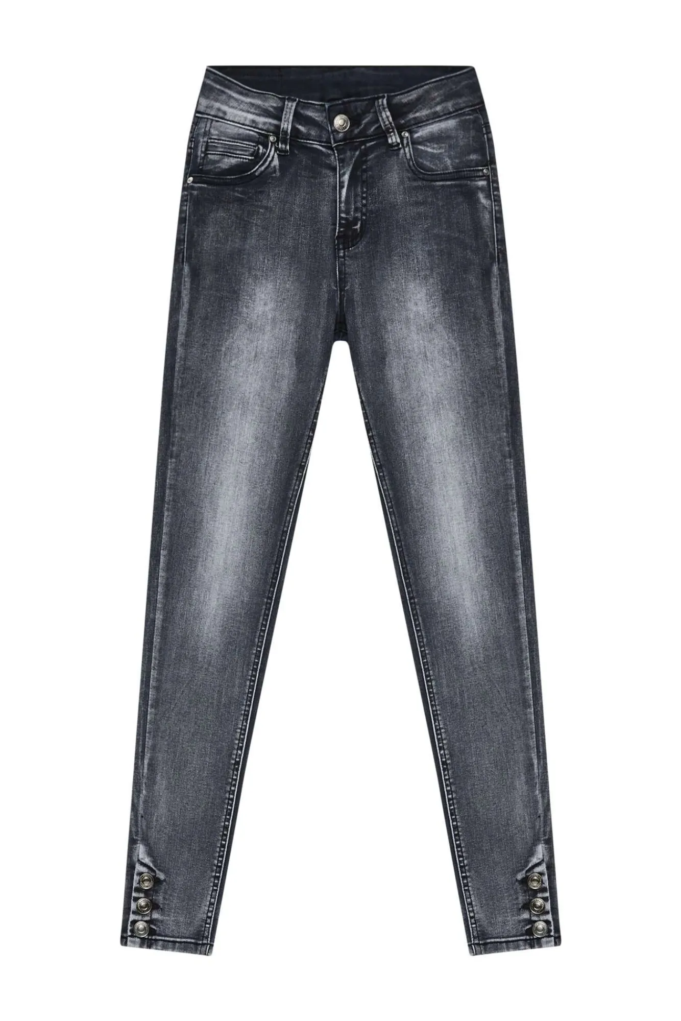Jeansy Rurki|Jeansy Skinny>Moodo Jeansy skinny medium waist z przetarciami grafitowe