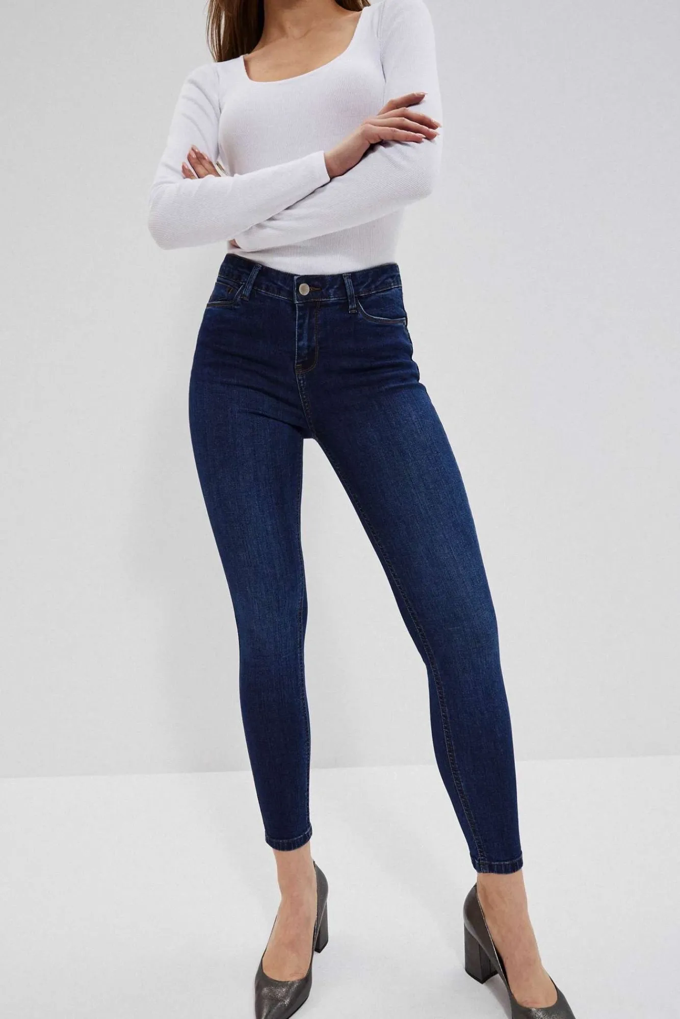 Jeansy Rurki|Jeansy Skinny>Moodo Jeansy skinny push up granatowe