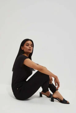 Jeansy Rurki|Jeansy Push Up>Moodo Jeansy skinny z postrzępionymi nogawkami push up czarne