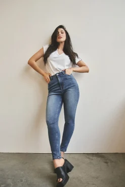 Jeansy Rurki|Jeansy Skinny>Moodo Jeansy skinny z wysokim stanem