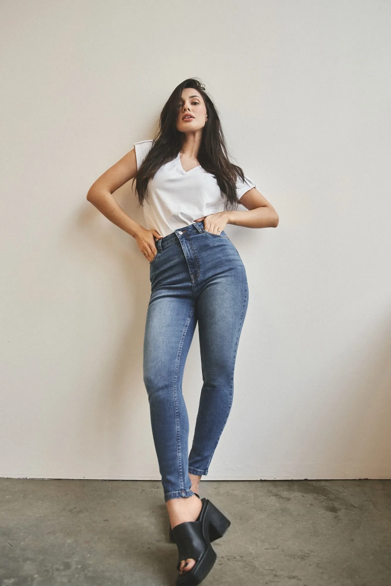 Jeansy Rurki|Jeansy Skinny>Moodo Jeansy skinny z wysokim stanem