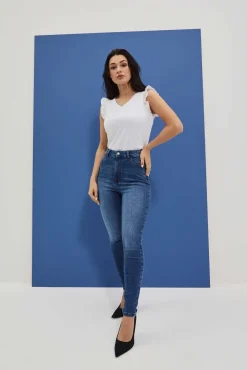 Jeansy Rurki|Jeansy Skinny>Moodo Jeansy skinny z wysokim stanem