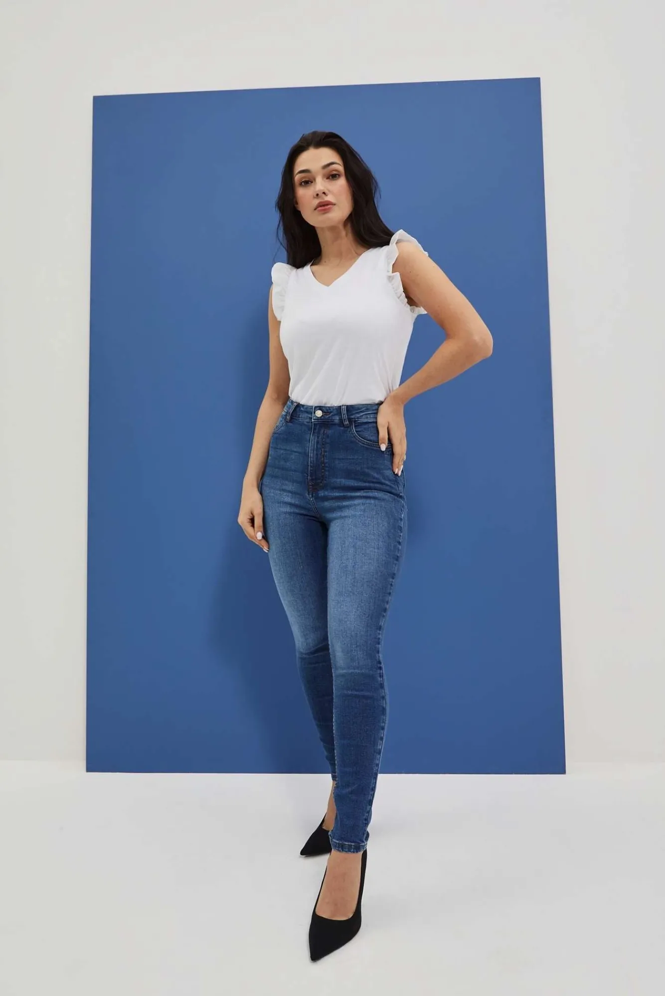 Jeansy Rurki|Jeansy Skinny>Moodo Jeansy skinny z wysokim stanem