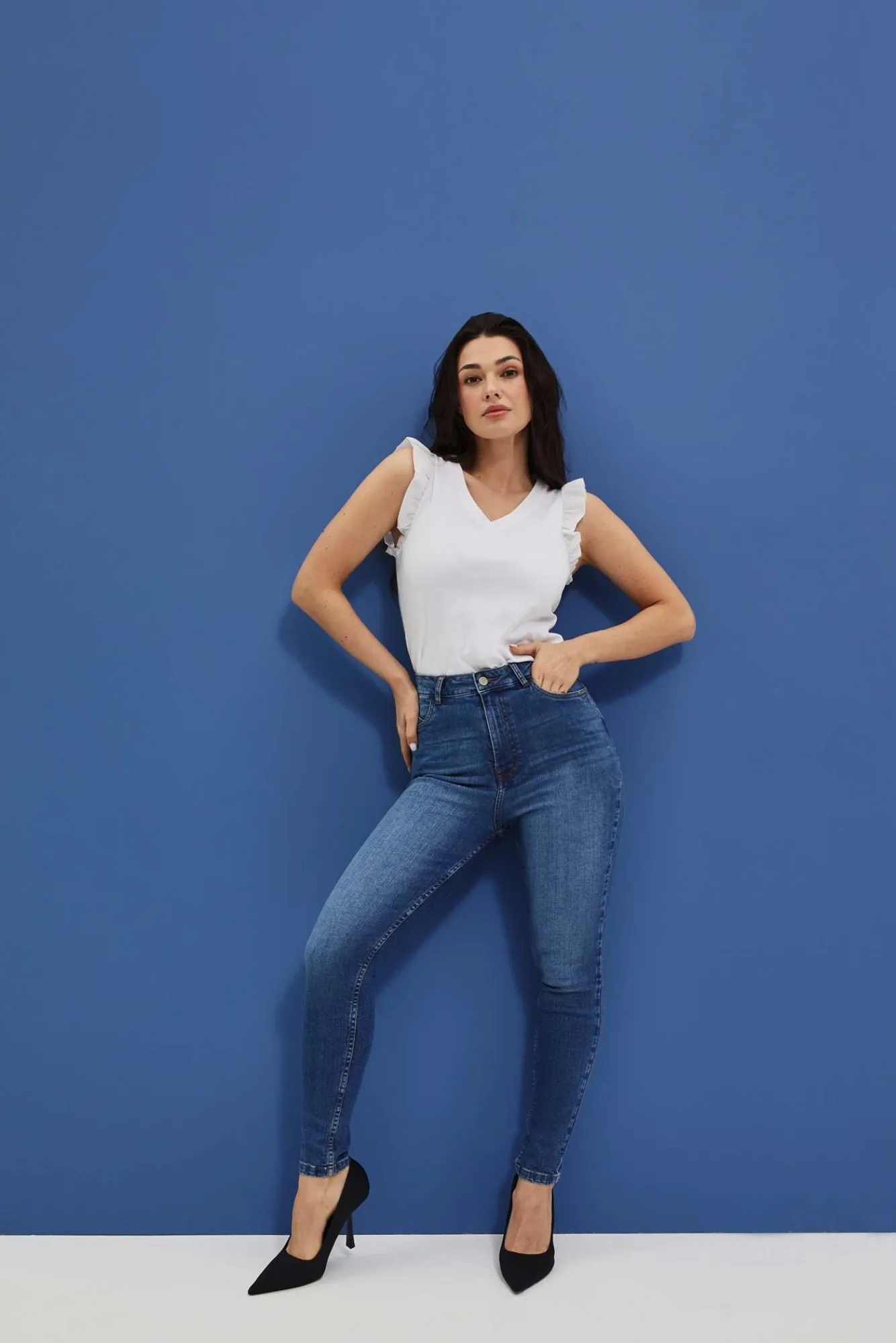 Jeansy Rurki|Jeansy Skinny>Moodo Jeansy skinny z wysokim stanem