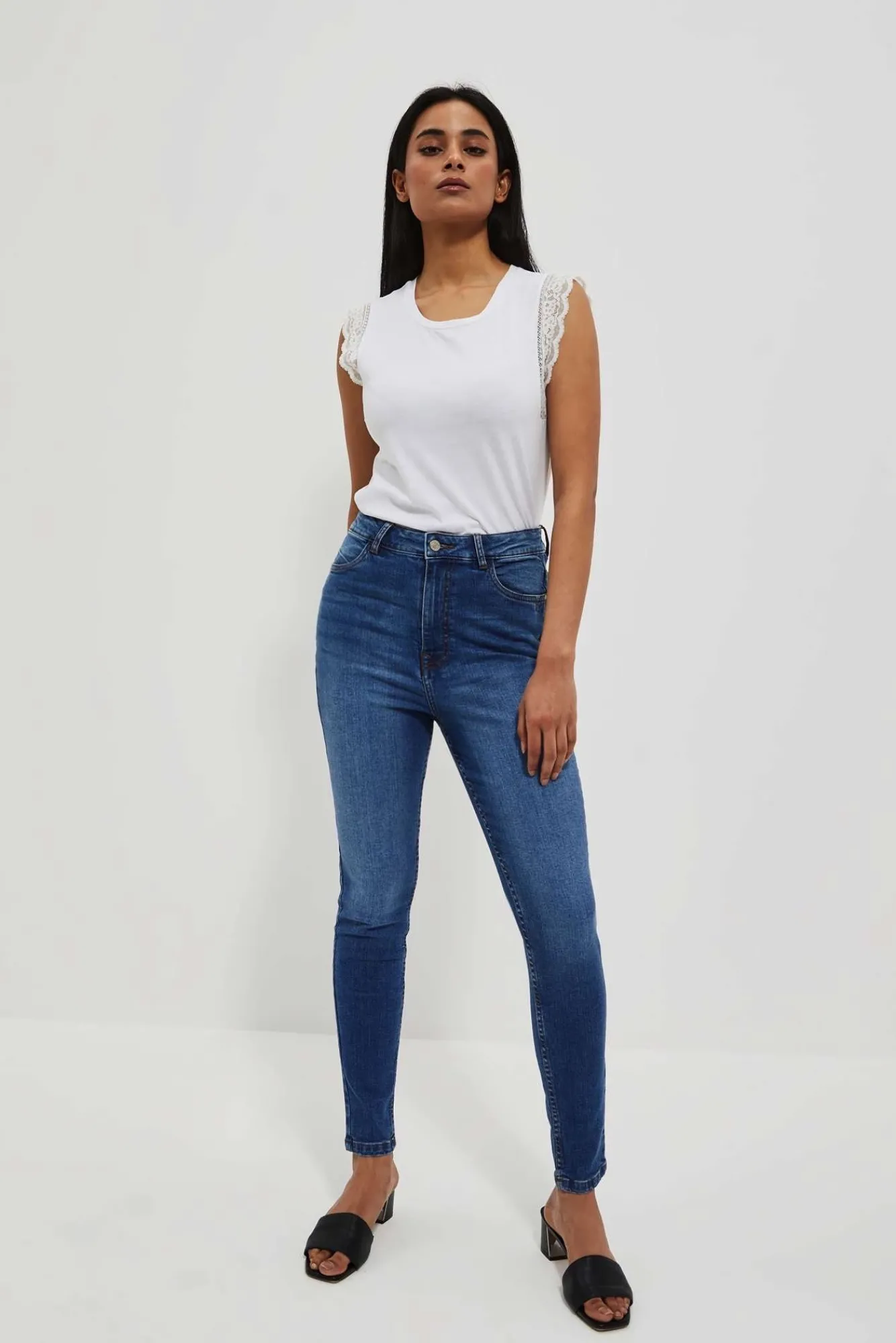 Jeansy Rurki|Jeansy Skinny>Moodo Jeansy skinny z wysokim stanem