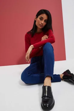 Jeansy Skinny>Moodo Jeansy skinny zapinane na guzik i zamek ciemnoniebieskie