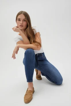 Jeansy Skinny|Jeansy Z Wysokim Stanem>Moodo Jeansy skinny ze średnim stanem niebieskie