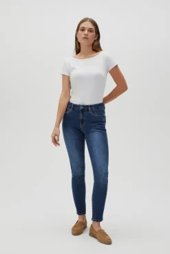 Jeansy Skinny|Jeansy Z Wysokim Stanem>Moodo Jeansy skinny ze średnim stanem niebieskie