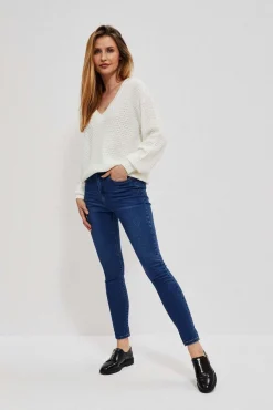 Jeansy Skinny>Moodo Jeansy skinny ze średnim stanem ciemnoniebieskie