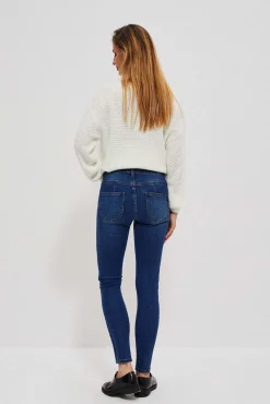 Jeansy Skinny>Moodo Jeansy skinny ze średnim stanem ciemnoniebieskie