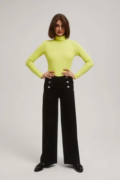 Jeansy Z Wysokim Stanem>Moodo Jeansy wide leg z ozdobnymi guzikami czarne