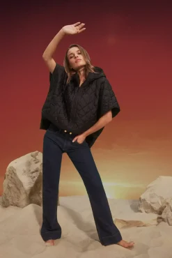 Jeansy Dzwony>Moodo Jeansy wide leg ze średnim stanem granatowe