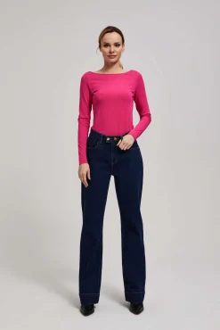 Jeansy Dzwony>Moodo Jeansy wide leg ze średnim stanem granatowe