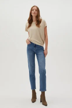 Jeansy Proste|Jeansy Regular Fit>Moodo Jeansy z prostymi nogawkami i z przetarciami niebieskie