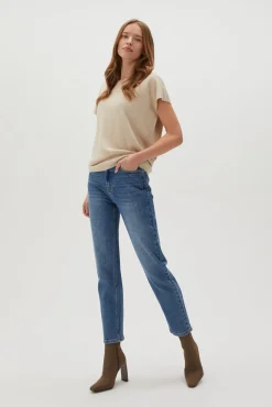 Jeansy Proste|Jeansy Regular Fit>Moodo Jeansy z prostymi nogawkami i z przetarciami niebieskie