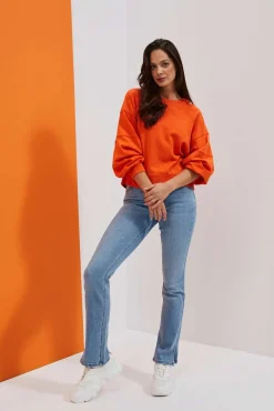 Jeansy Proste|Jeansy Regular Fit>Moodo Jeansy z rozcięta nogawką