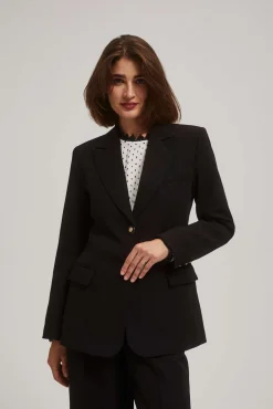 Marynarki Damskie Czarne|Eleganckie Marynarki Damskie>Moodo Jednorzędowa marynarka czarna