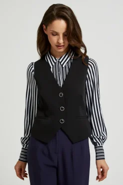 Kamizelki Damskie Garniturowe|Kamizelki Damskie Eleganckie>Moodo Kamizelka z ozdobnymi guzikami czarna