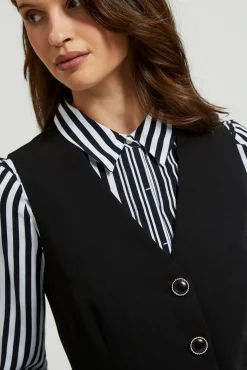 Kamizelki Damskie Garniturowe|Kamizelki Damskie Eleganckie>Moodo Kamizelka z ozdobnymi guzikami czarna