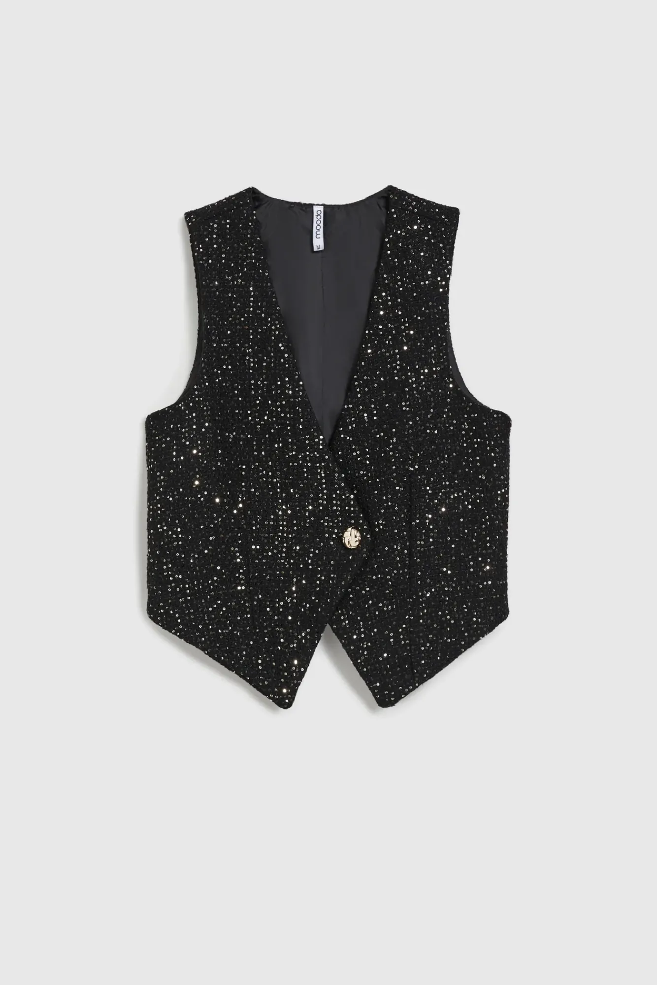 Kamizelki Damskie Czarne|Kamizelki Damskie Eleganckie>Moodo Kamizelka z ozdobym guzikiem czarna