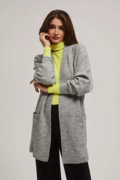 Swetry Szare|Swetry Casual>Moodo Kardigan z kieszeniami