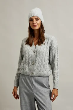 Swetry Casual|Swetry Jesienne>Moodo Kardigan z ozdobnym splotem szary