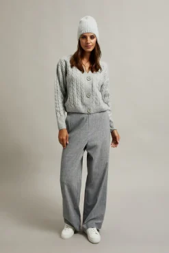 Swetry Casual|Swetry Jesienne>Moodo Kardigan z ozdobnym splotem szary