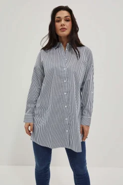 Koszule Z Kołnierzykiem|Koszule Casual>Moodo Koszula oversize w paski
