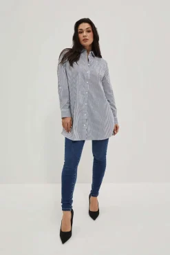 Koszule Z Kołnierzykiem|Koszule Casual>Moodo Koszula oversize w paski