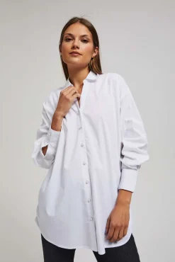 Koszule Damskie Eleganckie|Koszule Damskie Białe>Moodo Koszula oversize z ozdobnymi guzikami