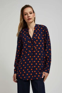 Koszule Damskie Eleganckie|Koszule Granatowe>Moodo Koszula z długim rękawem