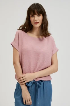 Koszule Casual|Koszule Na Lato>Moodo Koszula z krótkimi podwiniętymi rękawami różowa
