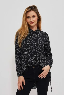 Koszule Z Kołnierzykiem|Koszule Casual>Moodo Koszula z printem czarna