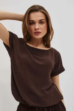 Koszule Casual|Koszule Na Lato>Moodo Koszulowa bluzka z wiązaniem w pasie