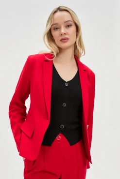 Eleganckie Marynarki Damskie|Modne Marynarki Damskie>Moodo Krótka marynarka czerwona