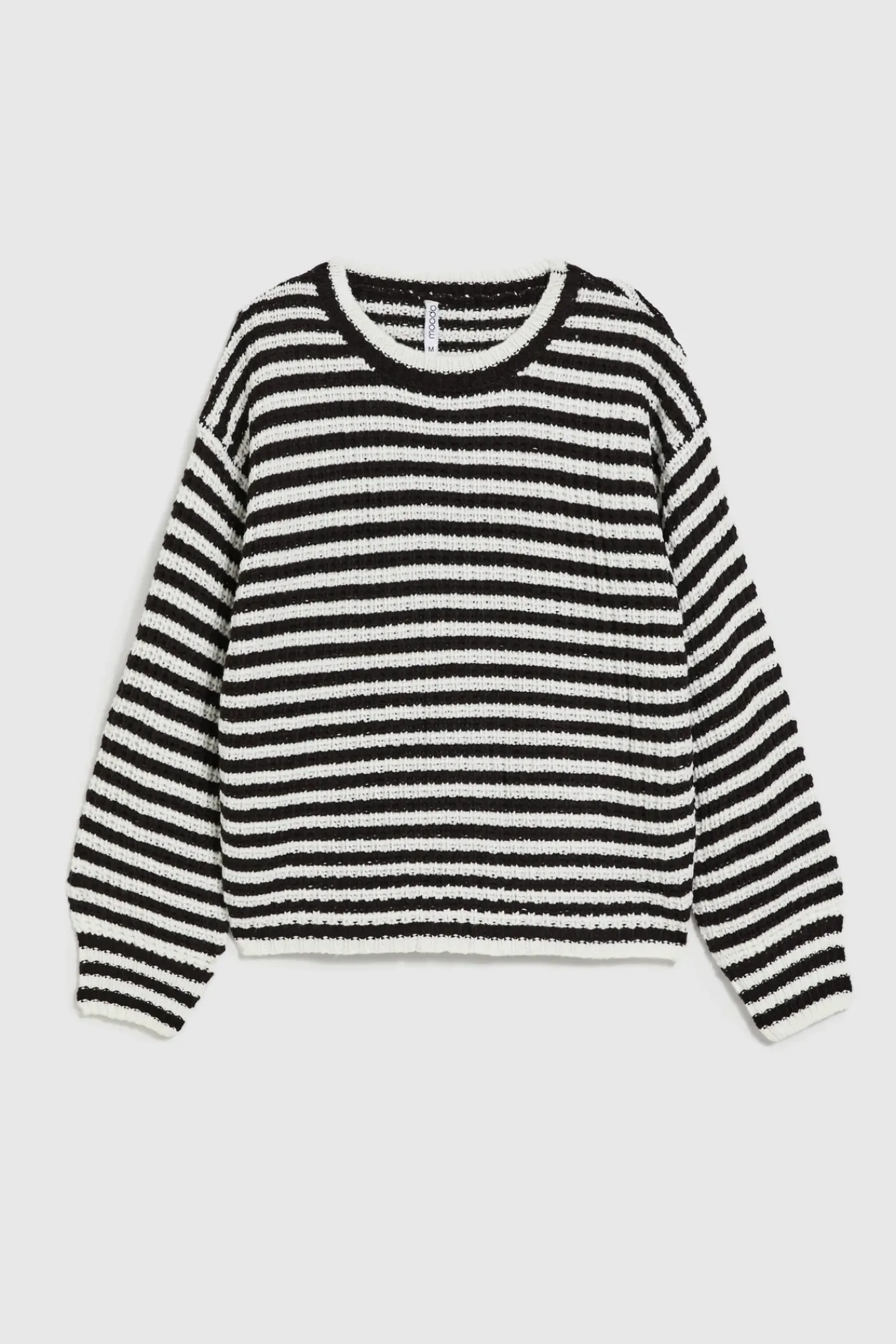 Swetry Casual|Swetry Jesienne>Moodo Krótki sweter w paski czarno-biały