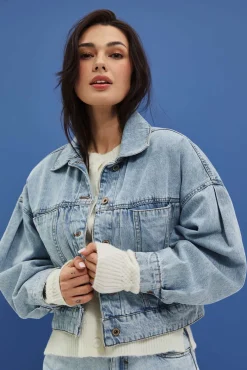 Kurtki Krótkie|Kurtki Letnie>Moodo Kurtka jeansowa oversize