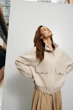 Kurtki Oversize|Kurtki Wiosenne>Moodo Kurtka z dużymi kieszeniami beżowa
