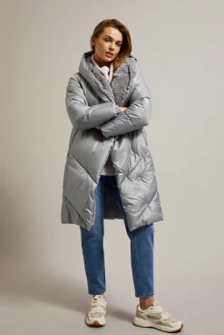 Kurtki Z Kapturem|Kurtki Oversize>Moodo Kurtka z pikowaniem szara