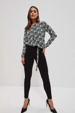 Spodnie Czarne>Moodo Legginsy z ozdobnym guzikiem czarne