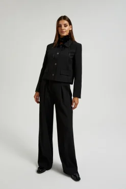 Marynarki Damskie Czarne|Eleganckie Marynarki Damskie>Moodo Marynarka z kieszeniami czarna