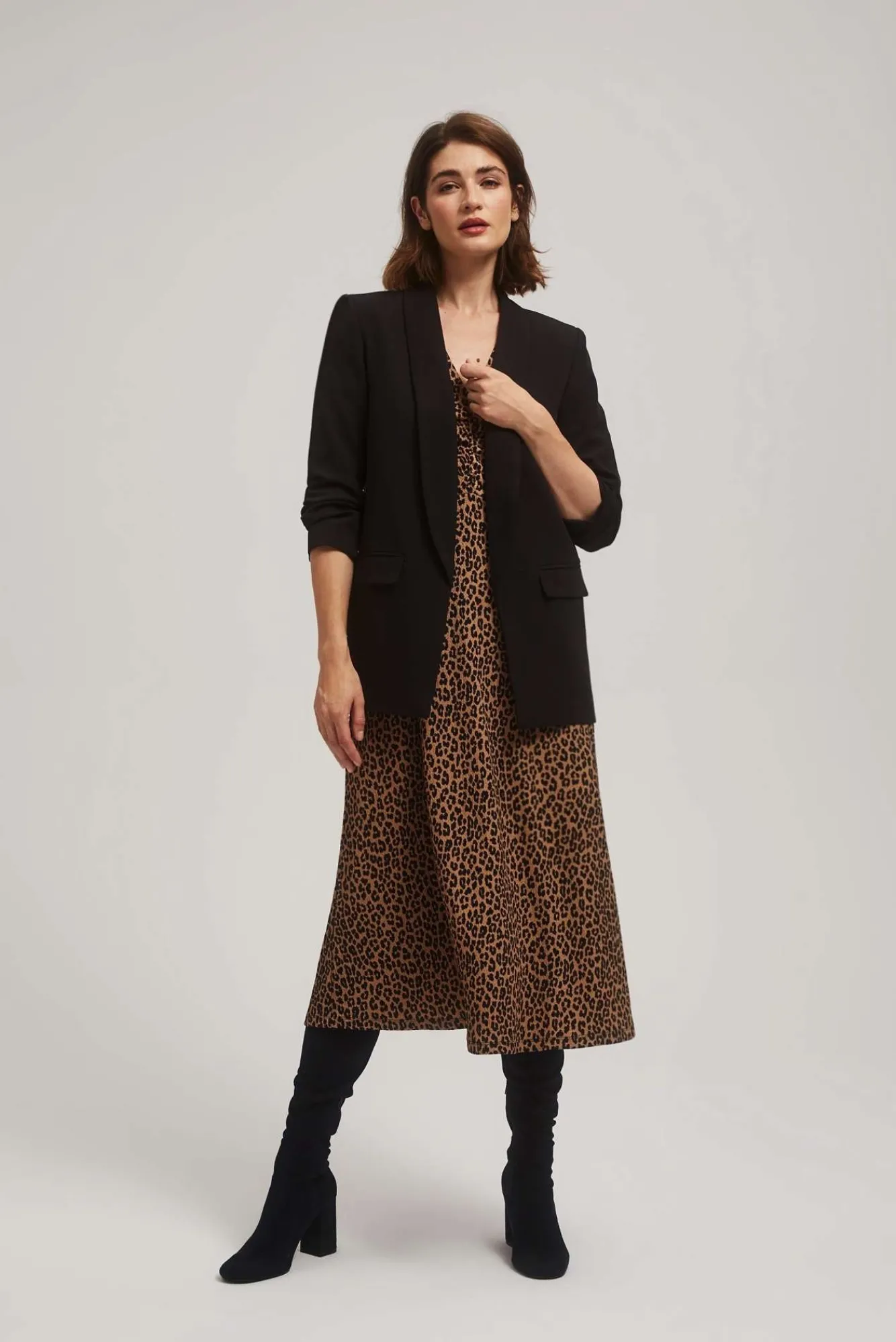Marynarki Damskie Czarne|Eleganckie Marynarki Damskie>Moodo Marynarka z rękawami 3/4