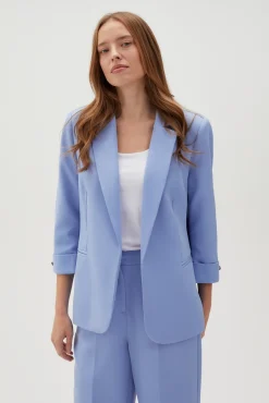 Eleganckie Marynarki Damskie|Modne Marynarki Damskie>Moodo Marynarka z rękawami 3/4 błękitna
