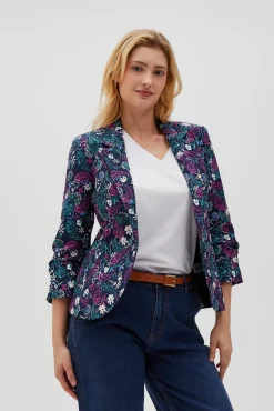 Eleganckie Marynarki Damskie|Modne Marynarki Damskie>Moodo Marynarka z rękawami 3/4 granatowa