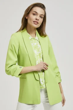 Eleganckie Marynarki Damskie>Moodo Marynarka zielona z rękawami 3/4