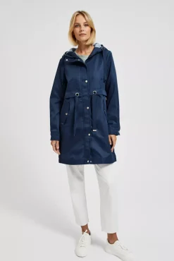 Kurtki Z Kapturem|Kurtki Oversize>Moodo Parka z kapturem zapinana na zamek granatowa