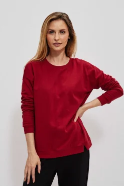 Bluzy Damskie Czerwone|Bluzy Zimowe>Moodo Prosta bluza bordowy
