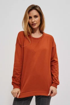 Bluzy Zimowe|Bluzy Damskie Sportowe>Moodo Prosta bluza brązowa