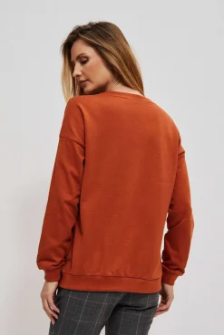 Bluzy Zimowe|Bluzy Damskie Sportowe>Moodo Prosta bluza brązowa