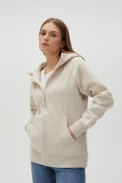 Bluzy Damskie Sportowe|Bluzy Damskie Rozpinane>Moodo Rozpinana bluza z kapturem beżowa